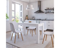 vidaXL - Eettafel - 120x60x76 - cm - bewerkt - hout - wit