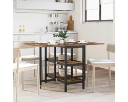 vidaXL - Eettafel - 122 - x - 80 - x - 76,5 - cm - Bewerkt - hout - Gerookt - eiken