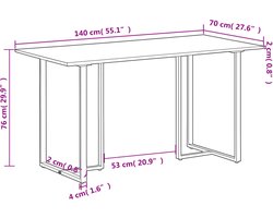 vidaXL - Eettafel - 140 - cm - massief - gerecycled - hout