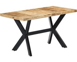vidaXL - Eettafel - 140x70x75 - cm - massief - ruw - mangohout