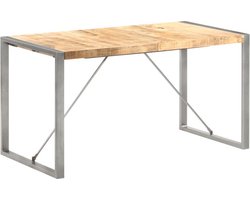vidaXL - Eettafel - 140x70x75 - cm - massief - ruw - mangohout