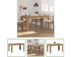 vidaXL - Eettafel - 140x74,5x76 - cm - bewerkt - hout - artisanaal - eikenkleurig