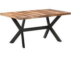 vidaXL - Eettafel - 160x80x75 - cm - massief - hout - met - honingkleurige - afwerking