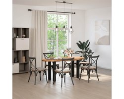 vidaXL Eettafel - 180x90x74 cm - Ovaal - Massief Eikenhout Eetkamertafel - Eikenhouten Tafel - Ronde Tafel - Grote Tafel - Solide Tafel