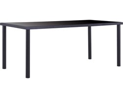 vidaXL - Eettafel - 180x90x75 - cm - gehard - glas - zwart