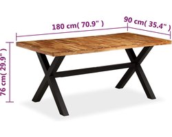vidaXL - Eettafel - 180x90x76 - cm - massief - acacia- - en - mangohout