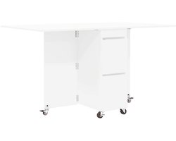 vidaXL - Eettafel - 2 - pcs - 140 - x - 80 - x - 77 - cm - Bewerkt - hout - Wit - Rechthoekig