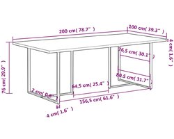 vidaXL - Eettafel - 200 - cm - ruw - mangohout