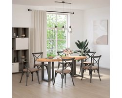 vidaXL Eettafel - 220x100x74 cm - Ovaal - Massief Eikenhout Eetkamertafel - Eikenhouten Tafel - Ovale Tafel - Grote Tafel - Solide Tafel