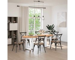 vidaXL Eettafel 220x100x74 cm ovaal massief eikenhout lichtbruin - Eettafel - Eettafels - Eetkamertafel - Keukentafel