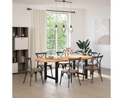 vidaXL Eettafel 240x100x74 cm ovaal massief eikenhout lichtbruin - Eettafel - Eettafels - Eetkamertafel - Keukentafel