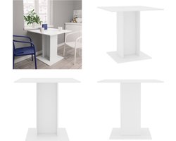 vidaXL - Eettafel - 80x80x75 - cm - bewerkt - hout - wit