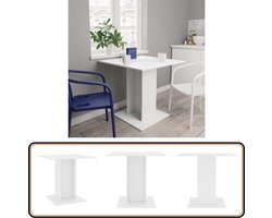 vidaXL Eettafel - 80x80x75 cm - Bewerkt hout - Wit Eetkamertafel - Witte Eettafel - Houten Eettafel - Moderne Eettafel - Kleine Eettafel