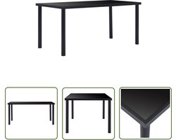 vidaXL Eettafel - Eetkamertafel - Eettafel 160x80x75 cm gehard glas zwart - Zwarte Eettafel - Ronde Eettafel - Houten Eettafel
