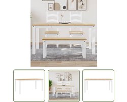 vidaXL Eettafel - Eetkamertafel - Eettafel Panama 160x80x75 cm massief grenenhout wit - Granenhouten Eettafel - Houten Eettafel - Ronde Eettafel