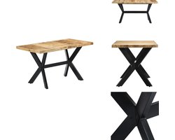 vidaXL Eettafel - Eettafels - Eetkamertafel - Eetkamertafels - Eettafel 140x70x75 cm massief ruw mangohout