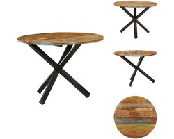vidaXL Eettafel - Eettafels - Eetkamertafel - Eetkamertafels - Eettafel rond 100x100x75 cm massief gerecycled hout