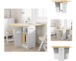 vidaXL Eettafel - Eettafels - Eetkamertafel - Tafel - Eettafel Corona inklapbaar massief grenenhout wit