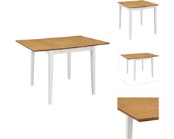 vidaXL Eettafel - Eettafels - Verlengbare Tafel - Verlengbare Tafels - Eettafel verlengbaar (80-120)x80x74 cm MDF wit