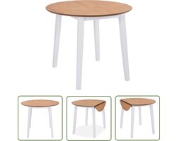 vidaXL Eettafel - Inklapbare Tafel - Eettafel inklapbaar rond MDF wit - Ronde Tafel - Wit Tafel - Mdf Tafel