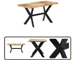 vidaXL Eettafel - Mangohout - Industrieel - 140x70x75 cm Eetkamertafel - Industrieel Design - Mangohout - Vintage Tafel - Retro Meubilair