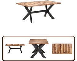 vidaXL Eettafel - Massief Hout - 180x90x75 cm Industriele Eettafel - Eettafel Industrieel - Acacia Tafels - Rubber Wood Tafel - Salontafel