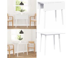 vidaXL Eettafel massief hout wit rubber - Eettafel - Eettafels - Eetkamertafel - Keukentafel