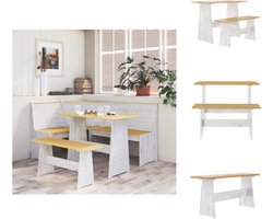 vidaXL Eettafel met bank REINE - Grenenhout - Honingbruin Houten Eettafel - Eettafel Met Bankje - Grenenhout Meubilair - Eetkamertafel - Salontafel