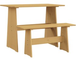 vidaXL - Eettafel - met - bankje - REINE - massief - grenenhout - honingbruin