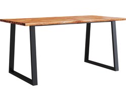 vidaXL - Eettafel - met - natuurlijke - rand - 160x80x75 - cm - massief - acaciahout