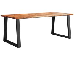 vidaXL Eettafel - Natuurlijke Rand - 200x90x75 cm Eetkamertafel - Acacia Houten Tafel - Massief Houten Tafel - Landelijke Tafel - Industrieel Tafellamp