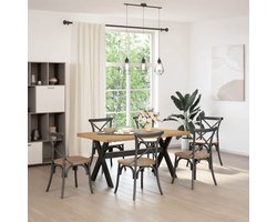 vidaXL Eettafel NOAIN X-vormige poten 160x90x75 cm massief hout - Eettafel - Eettafels - Eetkamertafel - Keukentafel