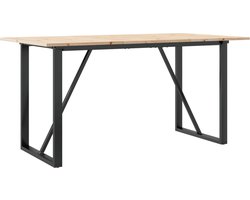 vidaXL - Eettafel - O-frame - 140x80x75 - cm - massief - grenenhout - en - staal