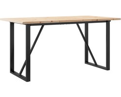vidaXL - Eettafel - O-frame - 140x80x75,5 - cm - massief - grenenhout - en - staal