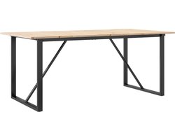 vidaXL - Eettafel - O-frame - 180x90x75 - cm - massief - grenenhout - en - staal