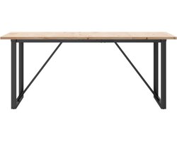 vidaXL - Eettafel - O-frame - 180x90x75,5 - cm - massief - grenenhout - en - staal