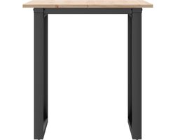 vidaXL - Eettafel - O-frame - 60x60x75 - cm - massief - grenenhout - en - staal