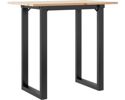 vidaXL - Eettafel - O-frame - 80x50x75 - cm - massief - grenenhout - en - staal