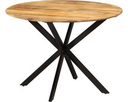 vidaXL - Eettafel - Ø110x78 - cm - massief - mangohout - en - staal