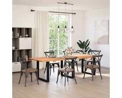 vidaXL Eettafel - Rechthoekig - 280x100 cm - Massief Eiken Eetkamertafel - Eikenhouten Tafel - Grote Tafel - Rechte Tafel - Salontafel