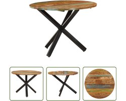 vidaXL - Eettafel - rond - 100x100x75 - cm - massief - gerecycled - hout