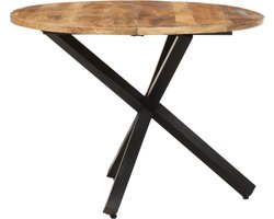 vidaXL - Eettafel - rond - 100x100x75 - cm - ruw - mangohout