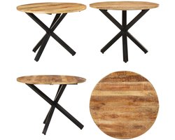 vidaXL Eettafel rond 100x100x75 cm ruw mangohout - Eettafel - Eettafels - Eetkamertafel - Eetkamertafels