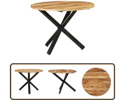 vidaXL Eettafel - Rond - 100x75 cm - Ruw Mangohout Houten Eettafel - Eettafel Mangohout - Industriële Eettafel - Eetkamerstoel - Salontafel