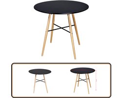 vidaXL Eettafel Rond - MDF Zwart - 80 cm Ronde Eettafel - Zwarte Eettafel - Houten Eettafel - Mdf Eettafel - Salontafels