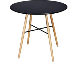 vidaXL - Eettafel - rond - MDF - zwart
