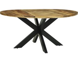 vidaXL - Eettafel - Rond - Ø160x76 - cm - Massief - Hout - Ruige - Mango