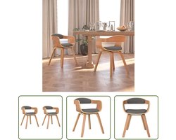 vidaXL Eettafel Stoelen - Eetkamerstoelen - Eetkamerstoel 2 st gebogen hout en stof lichtgrijs - Lounge Stoelen - Stoffen Stoelen - Grijze Stoelen