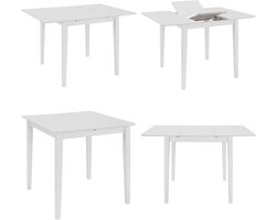vidaXL Eettafel verlengbaar (80-120)x80x74 cm MDF wit - Eettafel - Eettafels - Verlengbare Tafel - Verlengbare Tafels