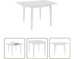 vidaXL Eettafel - Verlengbaar - 80-120x80x74 cm - Wit Eettafel - Verlengbare Tafel - Houten Tafel - Witte Tafel - Scandinavische Tafel